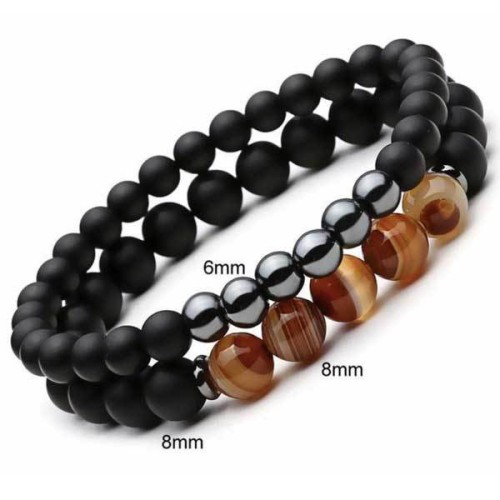 Agate and Hematite provide balancing and protective qualities, fostering stability