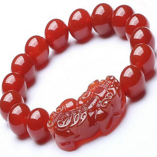 Red Agate attracts wealth and abundance, and the Pixiu provides protection and good fortune Red Agate attracts wealth and abundance, and the Pixiu provides protection and good fortune