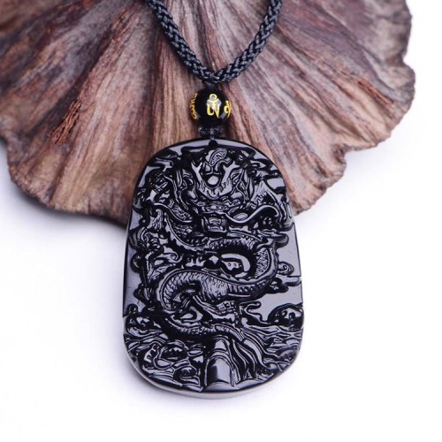 Obsidian Dragon Success Necklace - Career Breakthrough & Authority Ascension