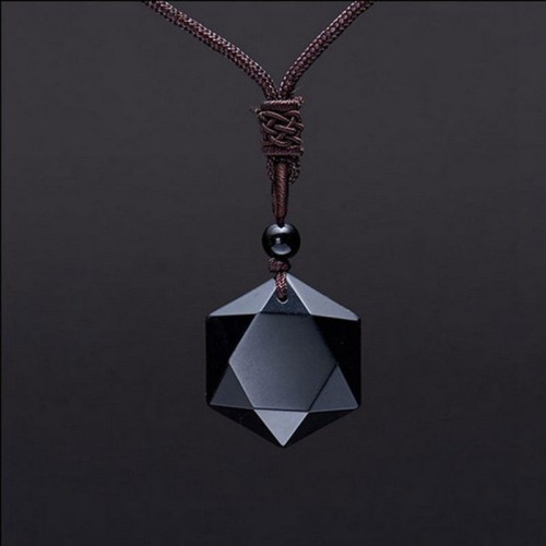 Six-Pointed Star Black Obsidian Protection Necklace - Evil Shield & Cosmic Harmony