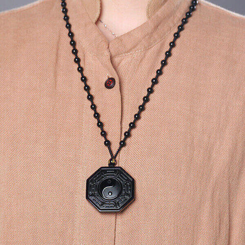 Yin and Yang Black Obsidian Positivity Necklace - Life Balance & Confidence Boost Yin and Yang Black Obsidian Positivity Necklace - Life Balance & Confidence Boost