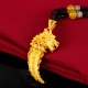 Lucky Golden Dragon Wolf Tooth Pendant Necklace - Courage & Opportunity Attraction