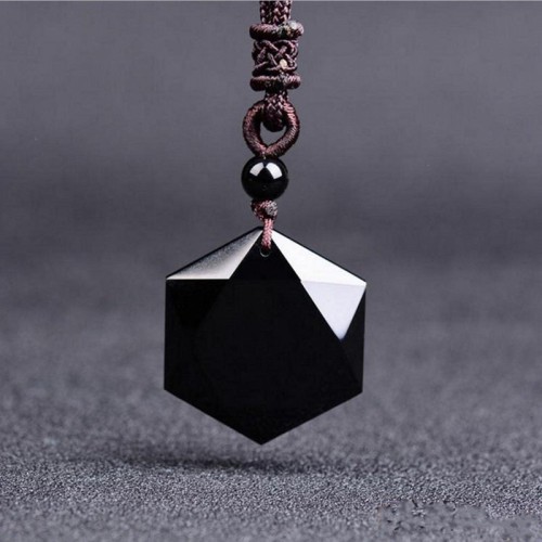 Six-Pointed Star Black Obsidian Protection Necklace - Evil Shield & Cosmic Harmony
