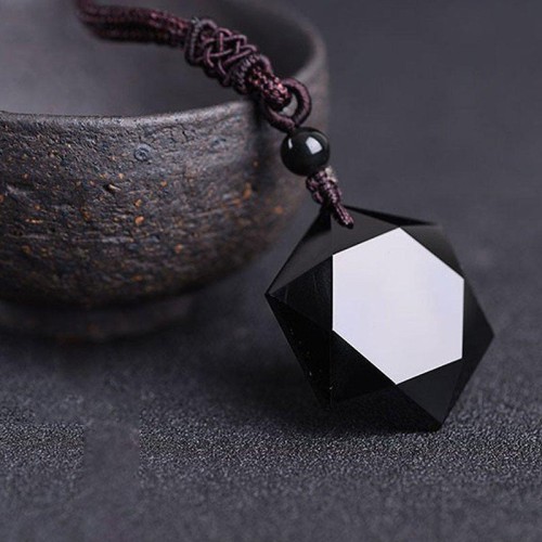 Six-Pointed Star Black Obsidian Protection Necklace - Evil Shield & Cosmic Harmony