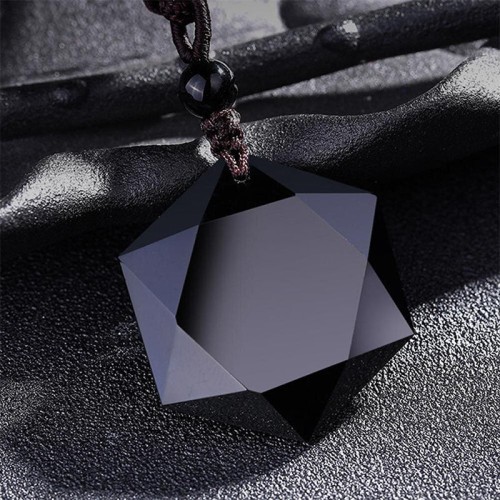 Six-Pointed Star Black Obsidian Protection Necklace - Evil Shield & Cosmic Harmony