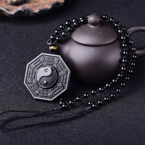 Yin and Yang Black Obsidian Positivity Necklace - Life Balance & Confidence Boost Yin and Yang Black Obsidian Positivity Necklace - Life Balance & Confidence Boost