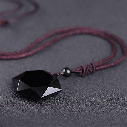 Six-Pointed Star Black Obsidian Protection Necklace - Evil Shield & Cosmic Harmony