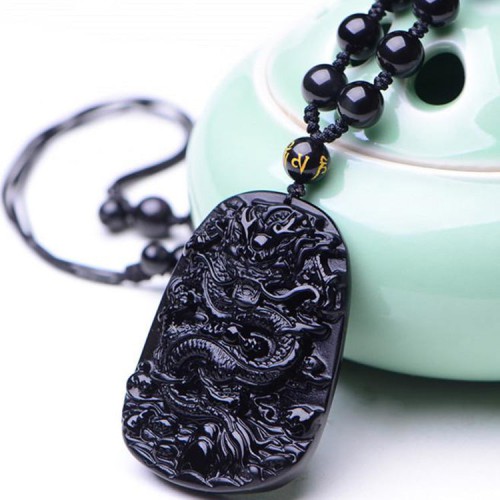 Obsidian Dragon Success Necklace - Career Breakthrough & Authority Ascension