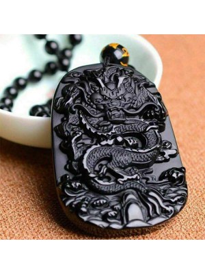 Obsidian Dragon Success Necklace - Career Breakthrough & Authority Ascension