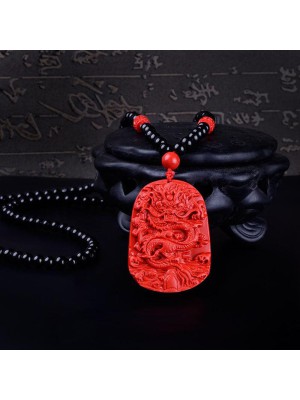 Cinnabar Dragon Pendant Necklace - Career Authority & Evil Repelling