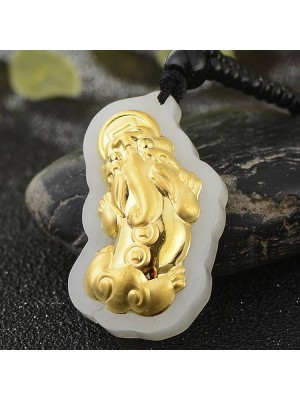 Golden Pixiu Hetian Jade Prosperity Necklace - Wealth Magnetism & Debt Blocking