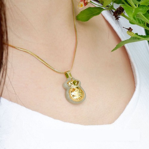 Lucky Wealth Bag Hetian Jade Pendant Necklace - Prosperity & Legacy Lucky Wealth Bag Hetian Jade Pendant Necklace - Prosperity & Legacy