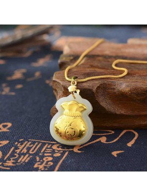 Lucky Wealth Bag Hetian Jade Pendant Necklace - Prosperity & Legacy