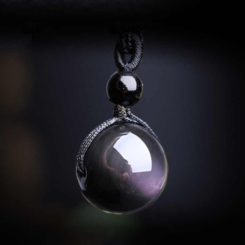 Rainbow Eye Obsidian Sphere Pendant Necklace - Psychic Protection & Emotional Stability Rainbow Eye Obsidian Sphere Pendant Necklace - Psychic Protection & Emotional Stability