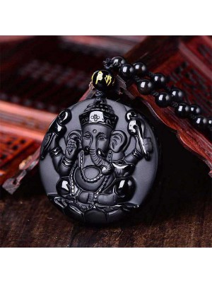 Obsidian Ganesha Success Necklace - Obstacle Removal & Creative Flow