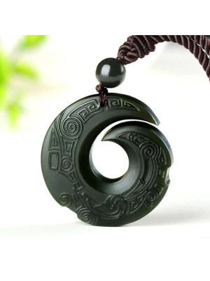 Hetian Jade Lucky Pendant Necklace - Fortune Accumulation & Noble Support