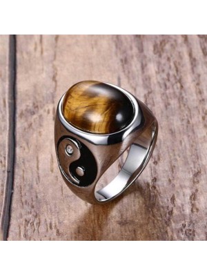 Natural Stone Yin Yang Positivity Ring