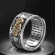 Mantra Engraved Pixiu Feng Shui Ring for Wealth and Protection