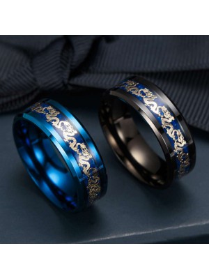 Lucky Chinese Dragon Inlay Ring
