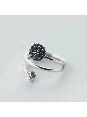 Silver Triple Wrap Lotus Ring