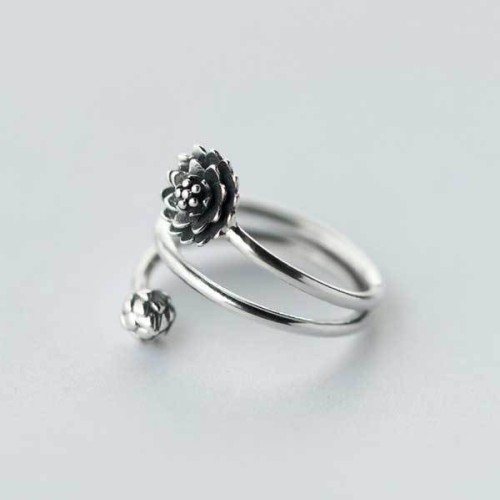 Silver Triple Wrap Lotus Ring
