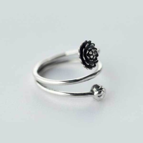 Silver Triple Wrap Lotus Ring