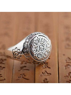 Om Mani Padme Hum Lotus Mantra Ring – Silver, Gold