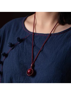 Cinnabar Fortune Turning Pendant Necklace