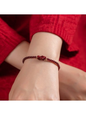 Garnet and Cinnabar Pixiu Bracelet