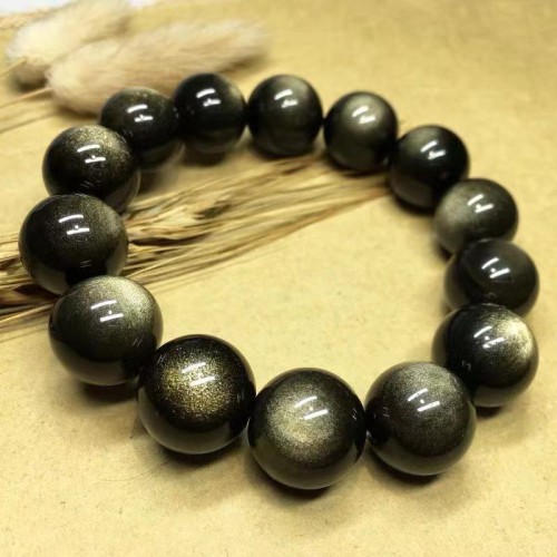 Natural Black Gold Obsidian Double Eye Couple Bracelets Natural Black Gold Obsidian Double Eye Couple Bracelets