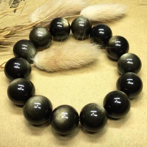 Natural Black Gold Obsidian Double Eye Couple Bracelets Natural Black Gold Obsidian Double Eye Couple Bracelets