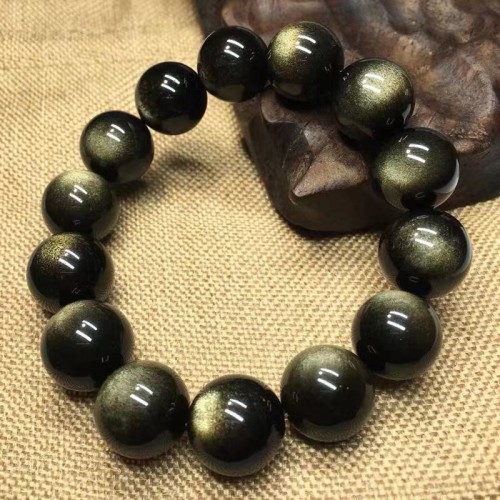 Natural Black Gold Obsidian Double Eye Couple Bracelets Natural Black Gold Obsidian Double Eye Couple Bracelets